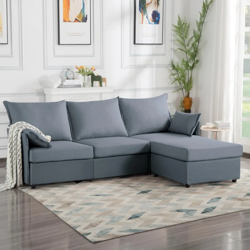 

93.7 Sectional Sofa with Ottoman