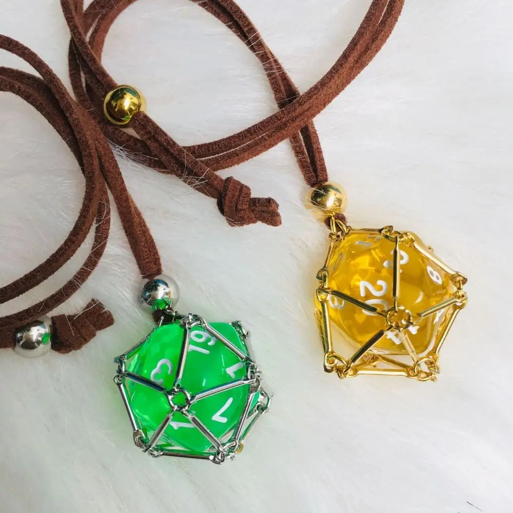 New Crystal Holder Cage Necklace Interchangeable Adjustable Crystal Net Metal Necklace with Dice Rope Chain Necklace for Women