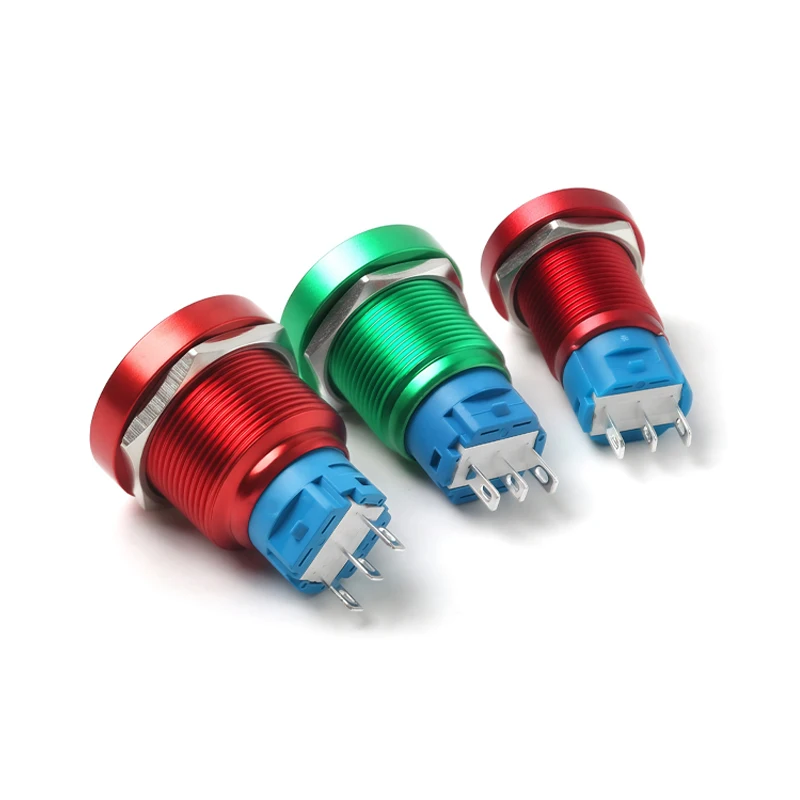 16/19/22MM Metal Button Switch Full Oxygen Color Self-locking Self-resetting Mushroom Head Waterproof Button Switch