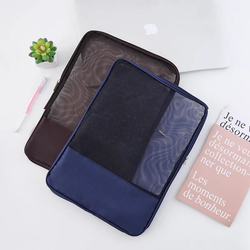 1pcs Transparent Mesh Document Bag File Folder A4 Zipper Document Organizer Case Paper Holder Office School Folders