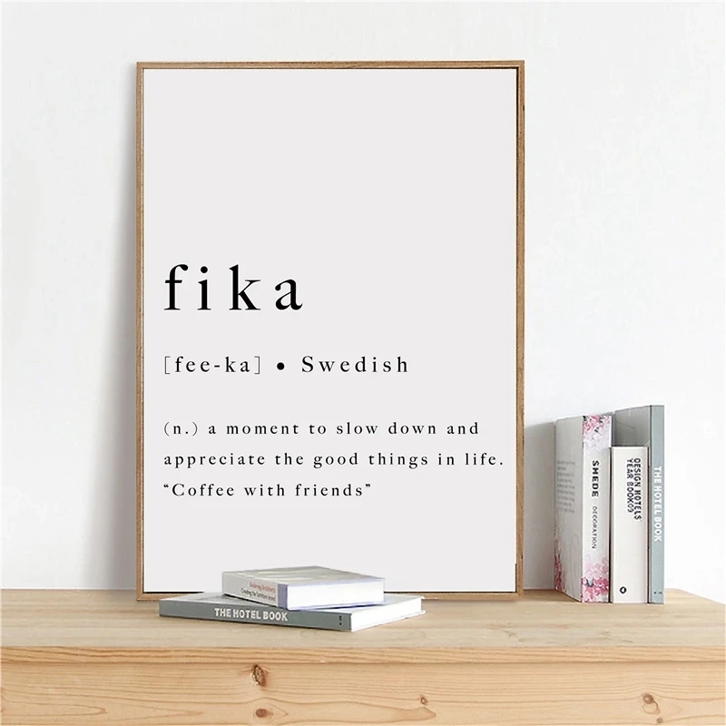 Canvas Painting Fika Swedish Quote Art Posters Prints Inspirational Sweden Scandinavian Modern Wall Art Room Home Decoration