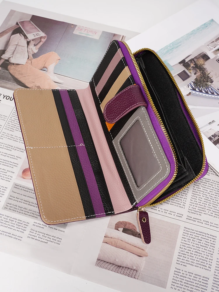 

Zency 8 Color Women's Long Wallet Cowhide Leather Ladies Purse Multiple Card Slots Holders Bag