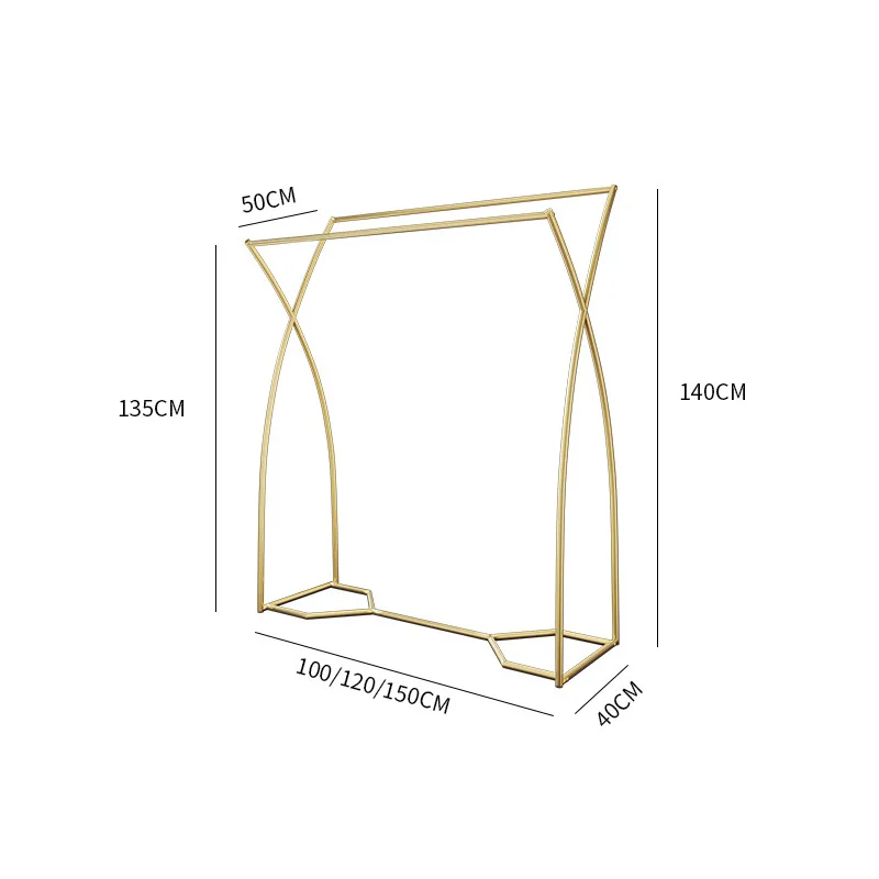 Clothing store display rack Floor-to-ceiling hanger Simple double-row shelf Children's clothing Middle shelf Parallel bar side