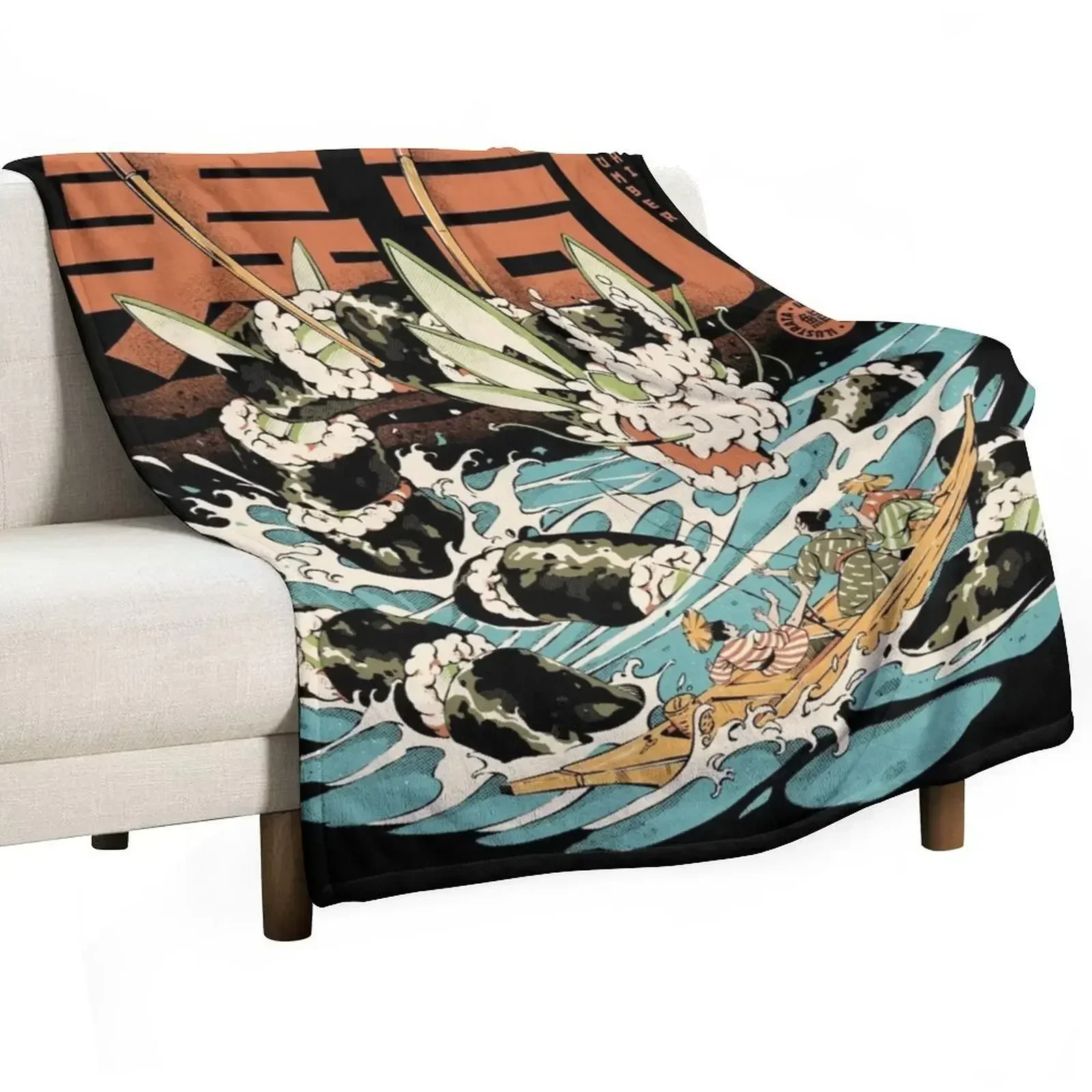 

Cucumber Sushi Dragon - Black Throw Blanket Stylish Warm Blanket for Living Room Bedroom
