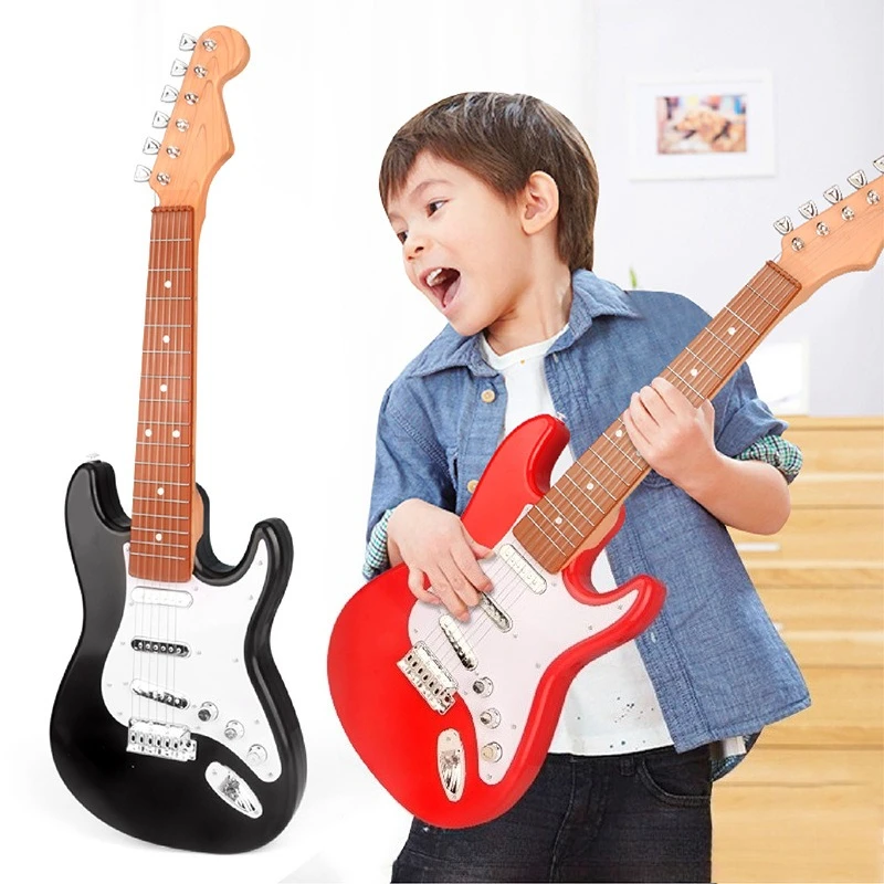 子供用エレキギターおもちゃ LEDライト ポータブルおもちゃ 楽器 子供教育玩具 誕生日プレゼント 8曲内蔵