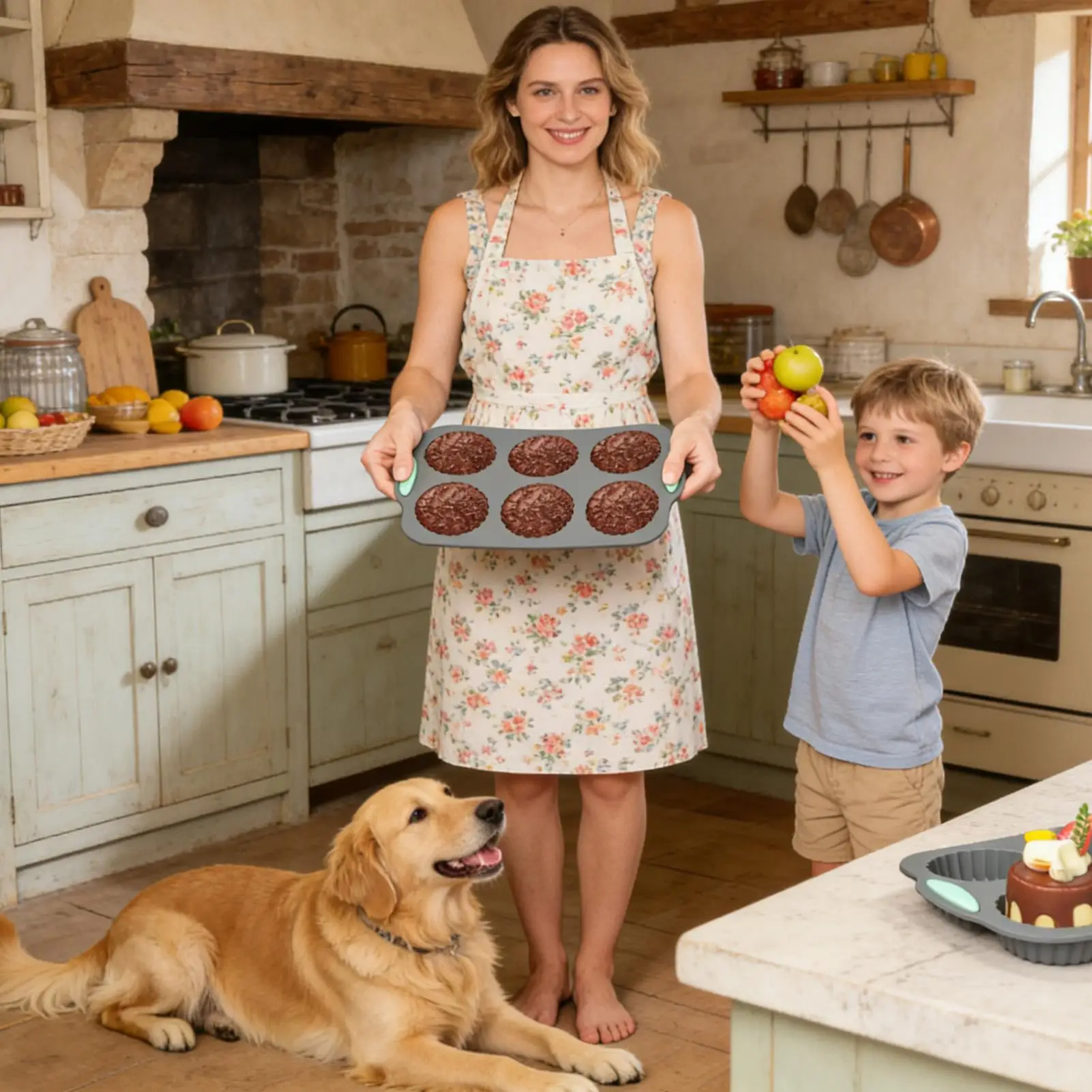 

Cake Silicone Mold 6-Cups Non-Stick Crafts With Flower Design Silicone Molds For Baking For Christmas Chocolate Egg Bread Cookie