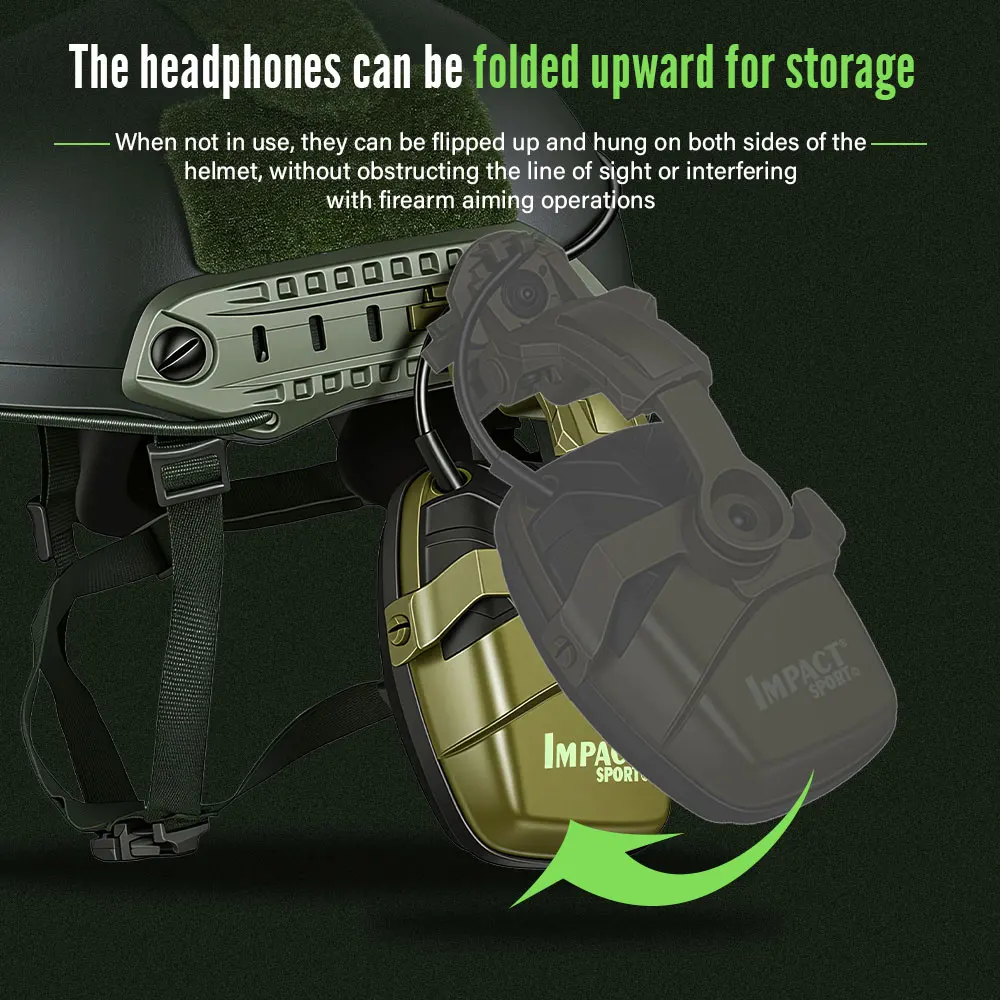 Impact Sport Electronic Shooting Headset Helmet Mounted Ver Hunting Pickup Noise Reduction Hearing Protection Tactical Headset