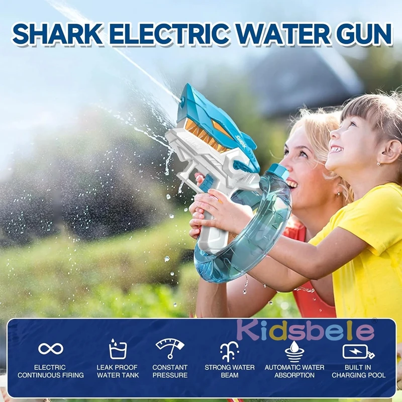 Pistolet à eau électrique en forme de requin, odorà eau cool, jouets d'extérieur, piscine, plage