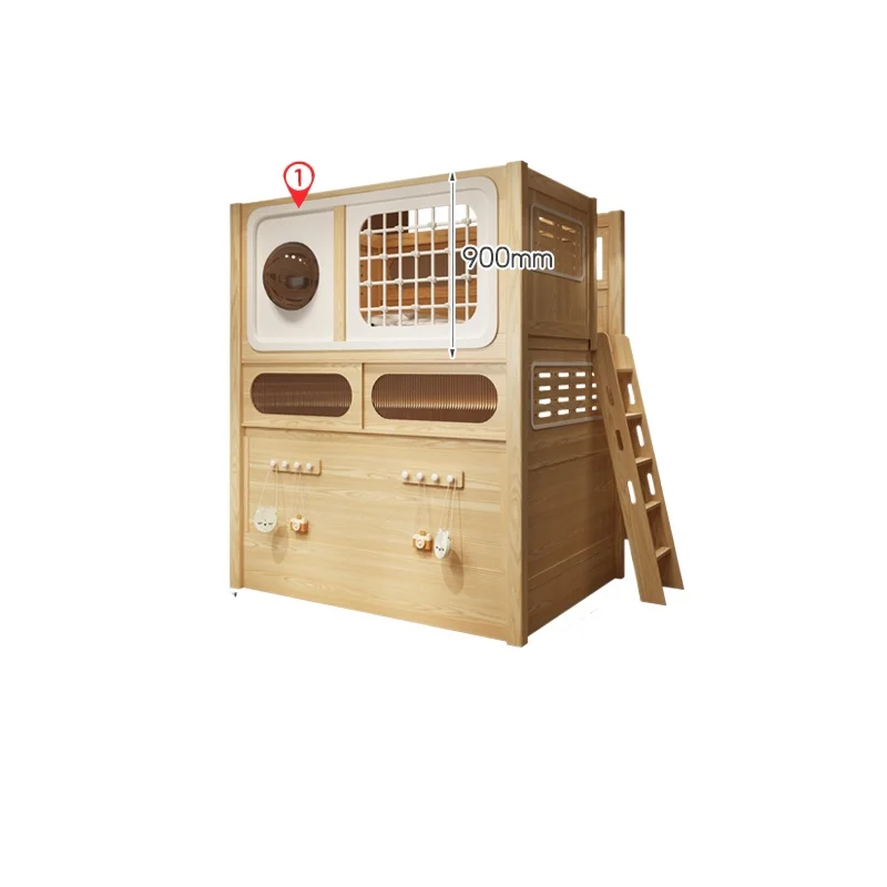 

Double bed S-type upper and lower beds, all solid wood one room becomes two room beds