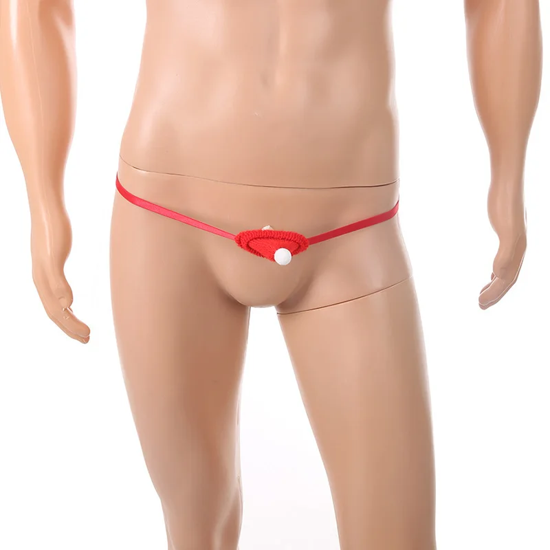 Мужские рождественские подарочные стринги-эластичное забавное нижнее белье, мужские забавные рождественские стринги-эластичное нижнее белье с вырезами для вечеринок 50-90 кг