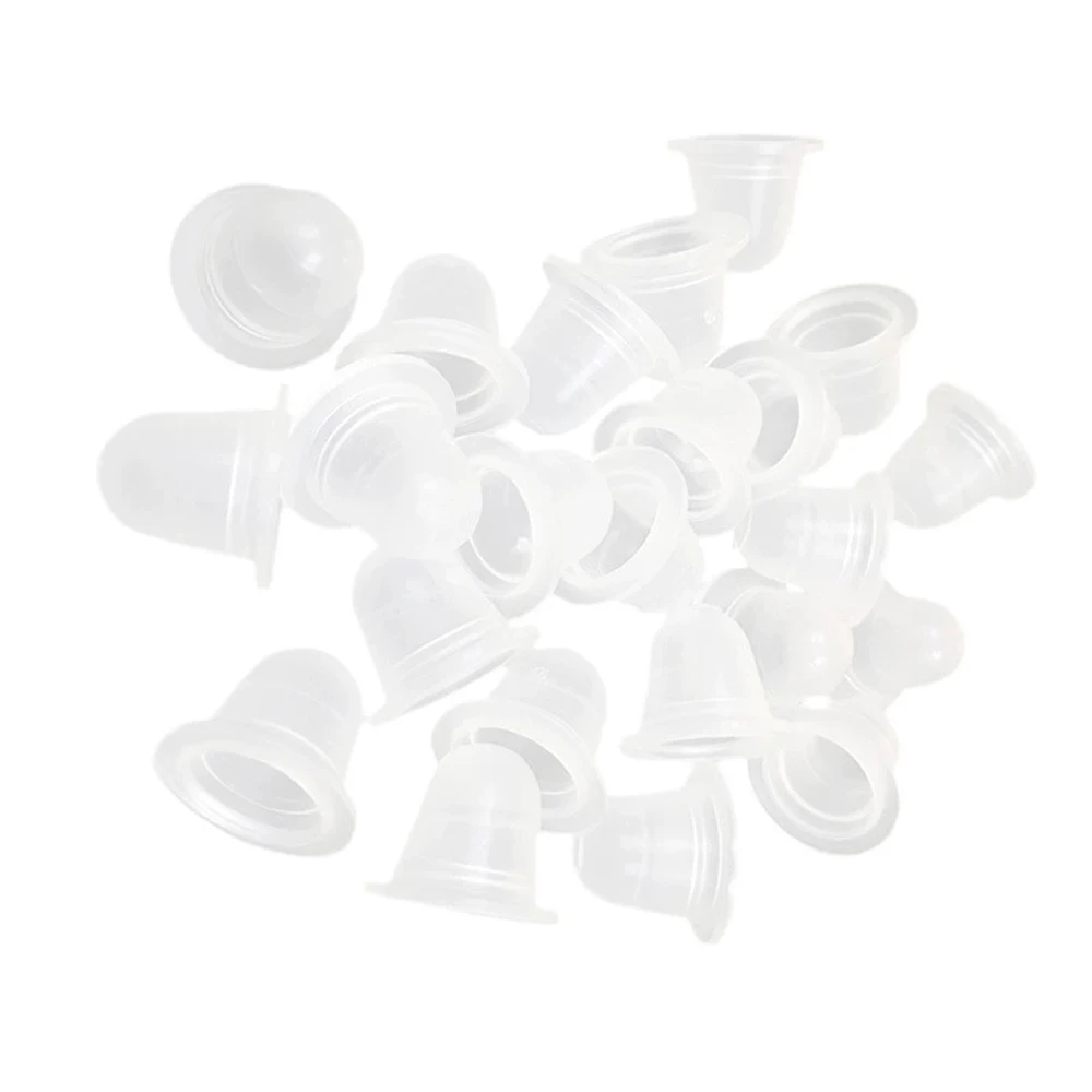 المتاح الوشم الحبر كوب صغير وكبير الحجم سيليكون الدائم الوشم ماكياج الحاجب ماكياج الصباغ الحاويات قبعات 100 قطعة U أنواع