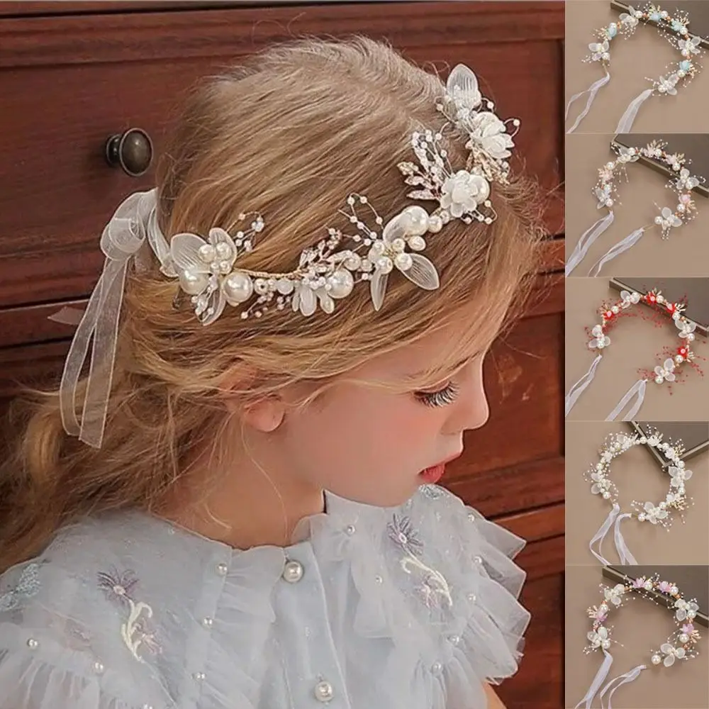 

New Fashion Elegant Flower Wreath Headband Imitated Pearl Bohemian Head Hoop Kids Flower Crown Girls Adult Hair accessories