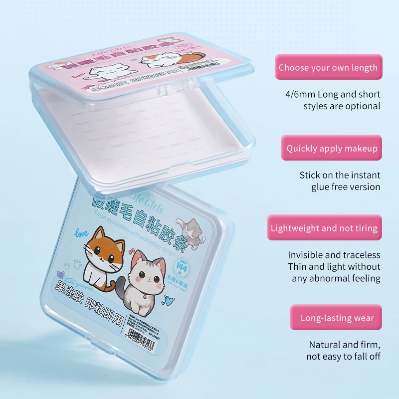 Life Girls 4mm e 6mm Strisce per ciglia finte Nastri per ciglia autoadesivi in gelatina trasparente senza colla Strumenti per il trucco