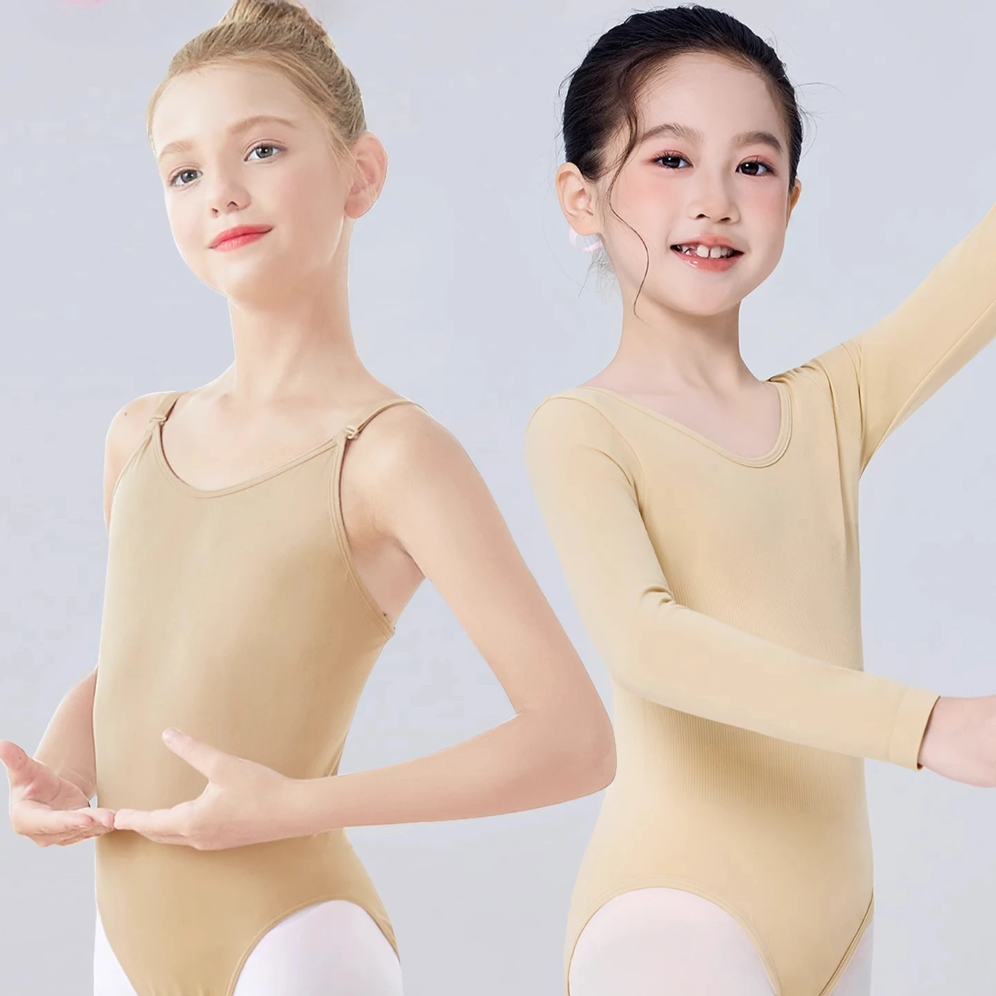 أنماط متعددة ثياب الباليه للفتيات الرقص الملابس الداخلية بروتيل رياضة يوتار الاطفال طويلة الأكمام يوتار عارية التخسيس ارتداءها