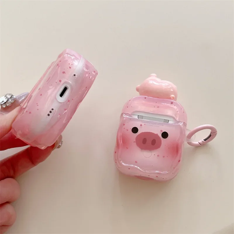 3D Pink Pig Case for AirPods Pro2 Airpod Pro 1 2 3 Bluetooth Earbuds Charging Box Protective Earphone Case Cover