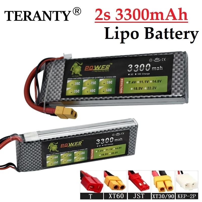 7.4v 3300maH Lipo Batterry 2S With T/XT60/JST Plug For RC Toys Cars Boats Drone Quodcopter Spare Part 2s Rechargeable battery