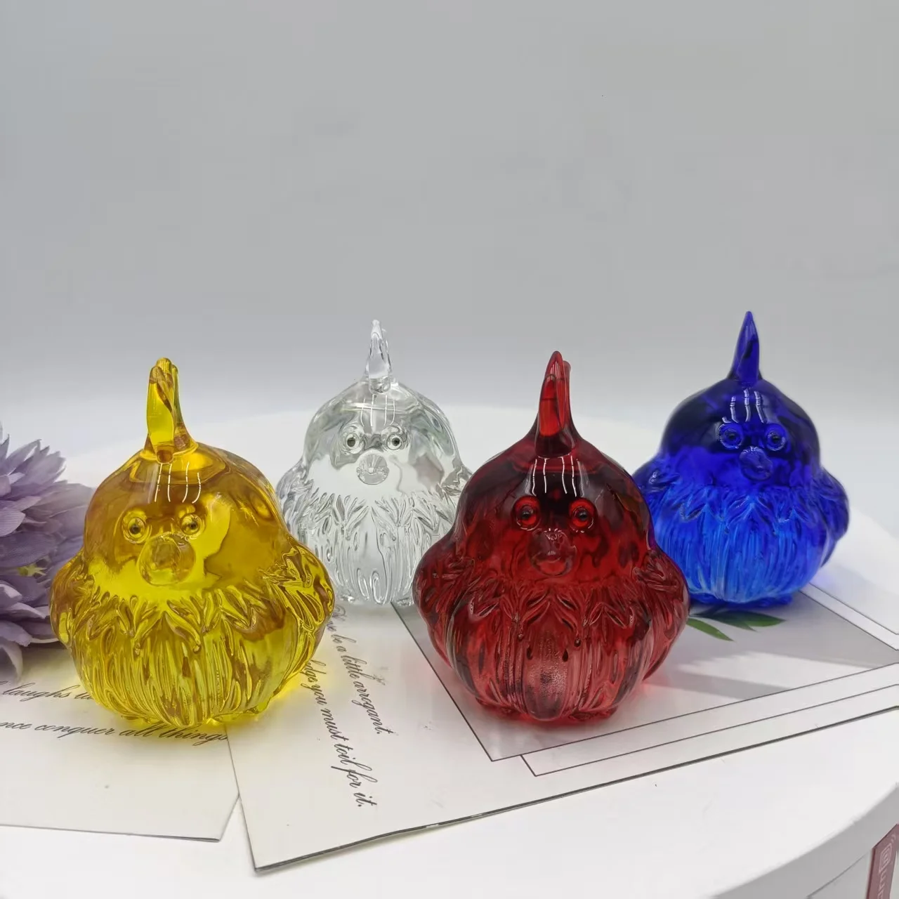 1pcCrystal & Glass Struggling Bird Ornament, Creative Home Decoration, Simulation Animal Craft Ornament for Living Room & Deskto