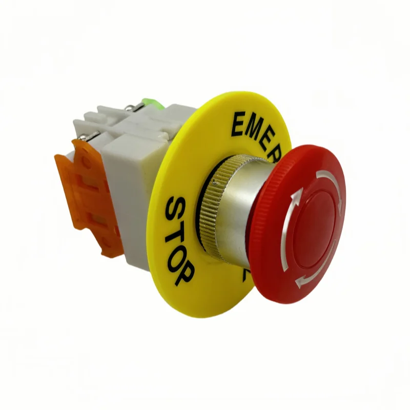 Red Mushroom Cap 1NO 1NC DPST Emergency Stop Push Button Switch AC 660V 10A Switch Equipment Lift Elevator Latching Self Lock