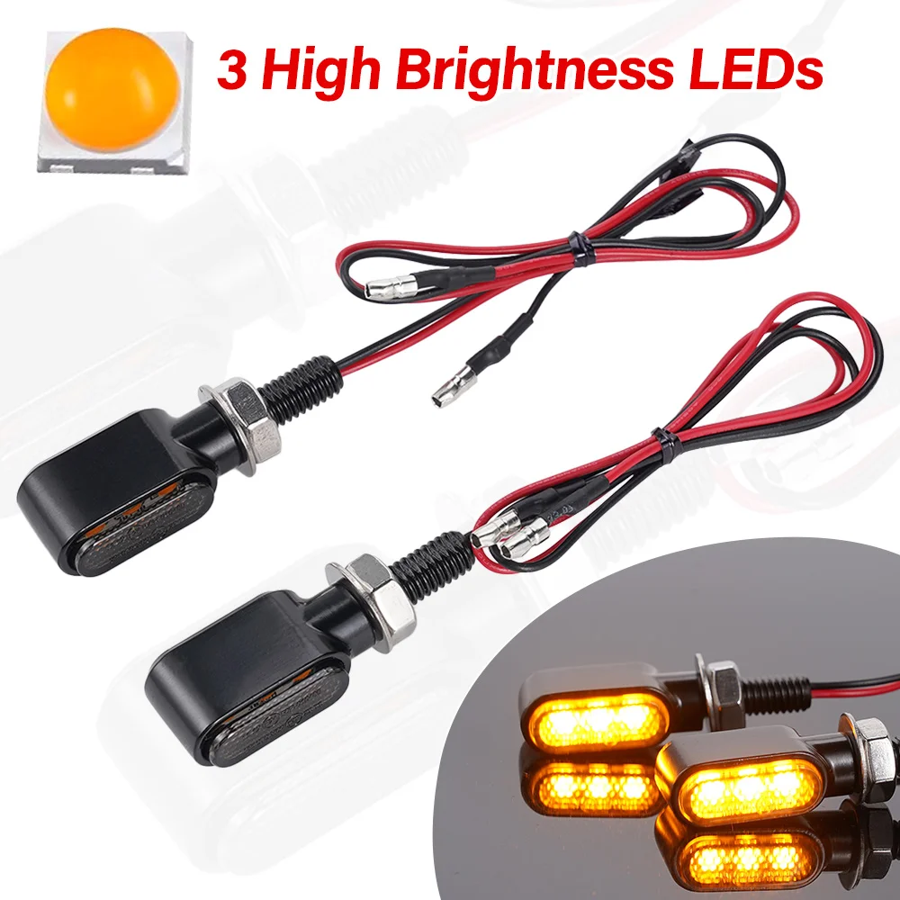 12V 3LED Motorcycle Turn Signal Modified LED Mini Turn Signal Electric Car Turning Light Retro Metal Signal Indicator