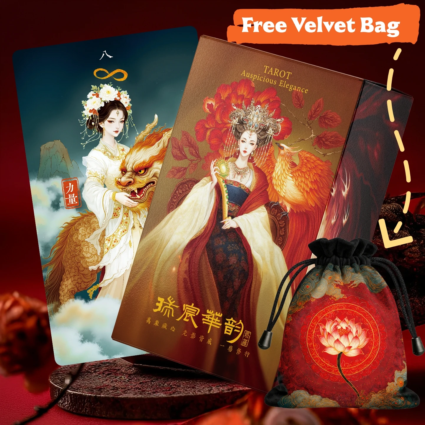 New 2026 Auspicious Elegance Chinese Tarot Cards Premium Rider Waite Tarot Cards 12x7cm Original Design High Quality