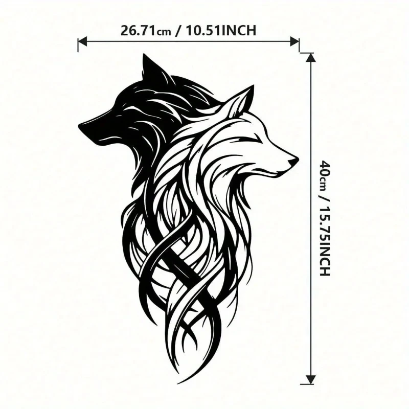 CIFBUY Twin Wolf Head Wrought Iron Wall Sculpture Wild Aesthetic Decor For Living Room Office Bedroom Entryway Graduation Gift