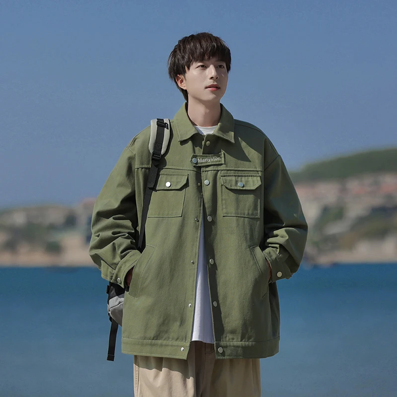 

American Retro Workwear Jaet Men's Spring Autumn Loose Collar Jaet New 2024 Trendy Brand Teenage Boy's Loose Fit Coat