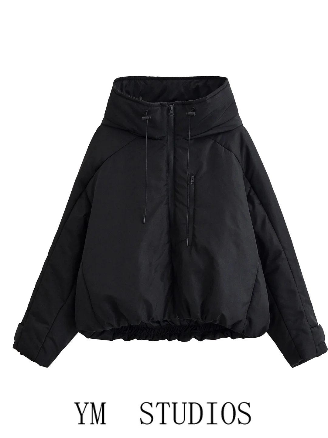 

Women's Bla Hooded Cotton Jaet Thiened Loose Workwear Sle Winter Outerwear Street Punk Sle Long Sve Zipper Closure