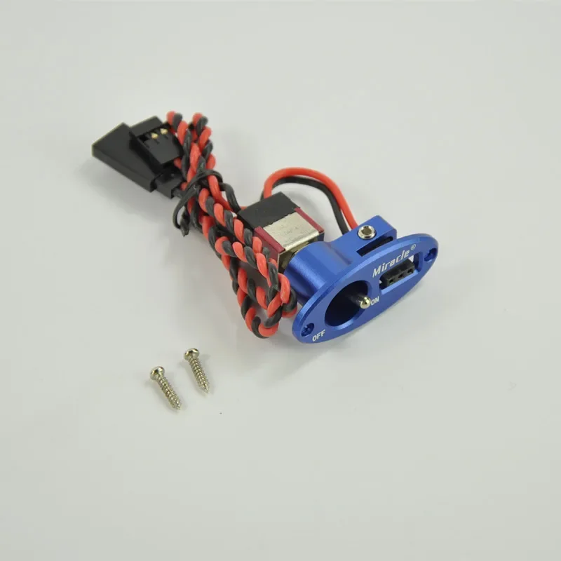 Miracle CNC Aluminum Alloy Heavy Duty Single Power Switch Witch Futaba JR Cable For RC Airplane Models