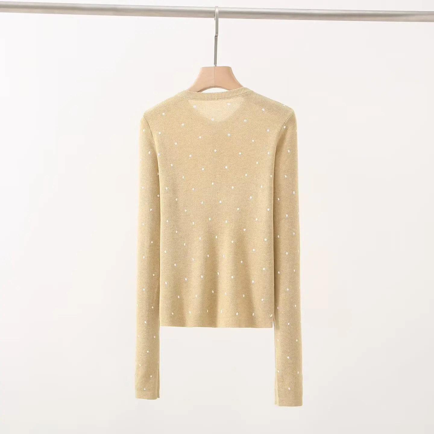 Korean Sle Long Sve Knitted Open Cardigan Women's Faion Autumn New Single Button round Dot Embroidery Design Sweater