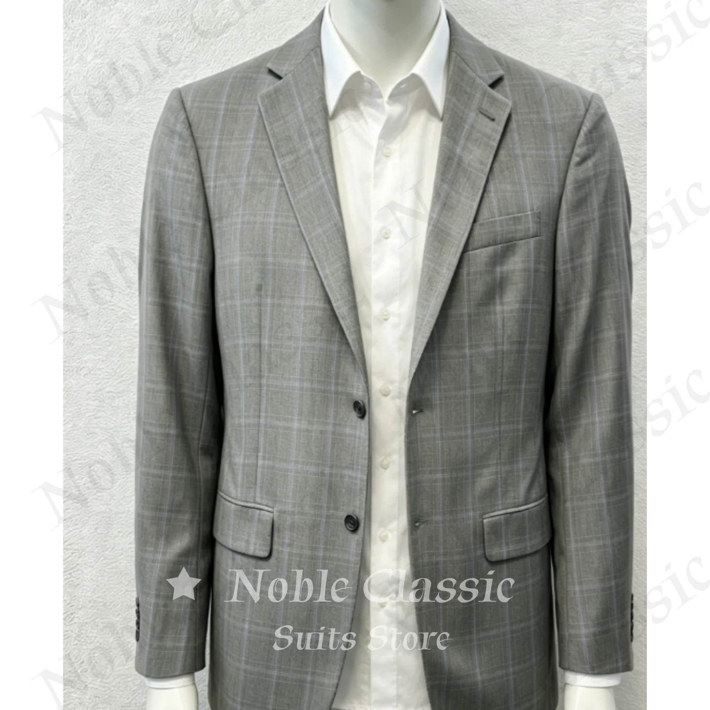 Men Vintage Grey Plaid 2 Piece Suit Notch Lapel Two Button Evening Wear Blazer Pants Business Streetwear Office Customized