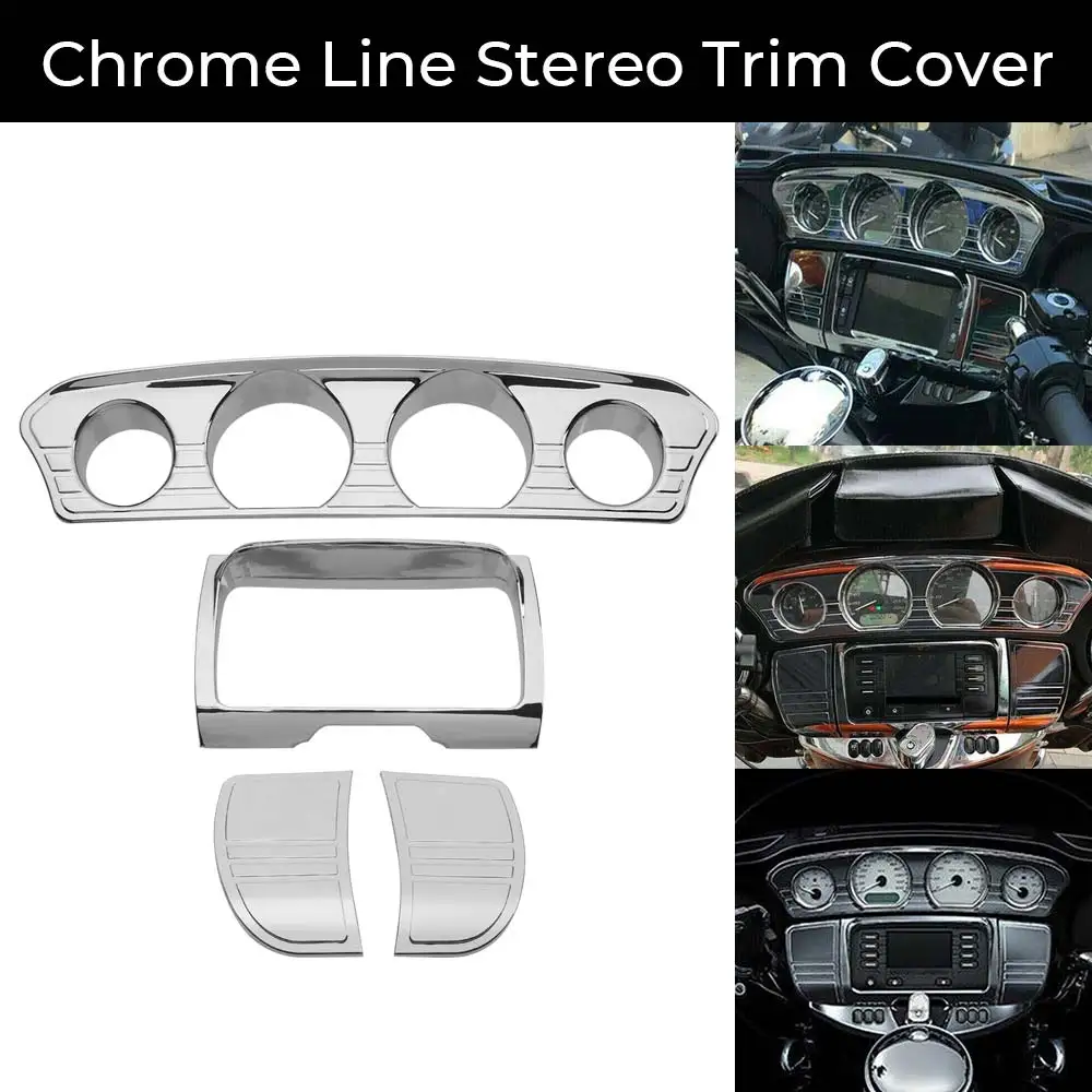 

Motorcycle Round-Hole Gauge Cover Trim Frame Chrome Kit For Harley 2014-later Electra Glide Street Glide Ultra Limited Tri Glide