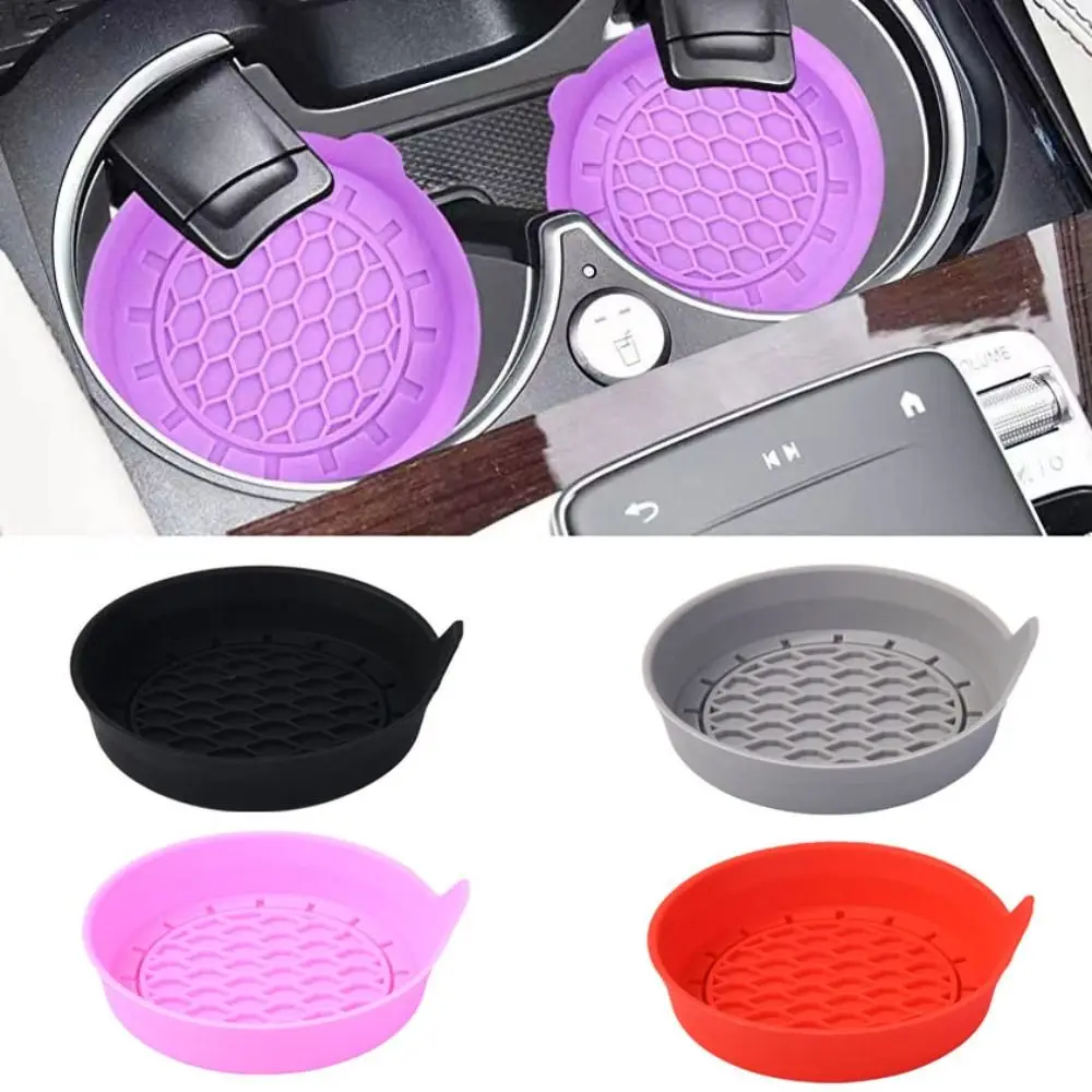 2Pcs New Silicone Car Cup Coaster Non-Slip Waterproof Cup Mat Sift-Proof Anti-scald Car Interior Accessories