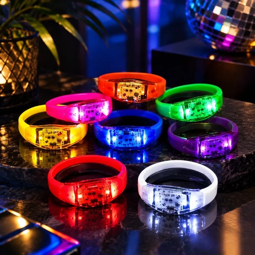 Gifts Silicone LED Glow Bracelets Creative Atmosphere Props Light Up Wristbands Funny Voice Controlled Flash Wristbands Party