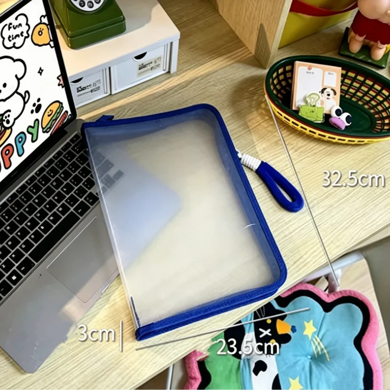 

Ins Style Clear Zipper Document Bag, Colorful A4 Large Capacity Pouch Student Paper Textbook Home School Storage Bag