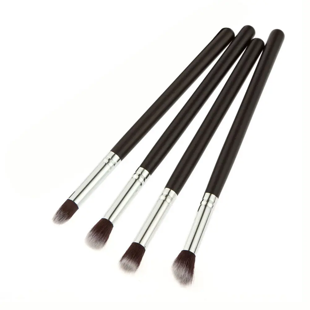 4Pcs Eyeshadow Brush Set No Excessive Soak Up Perfect Makeup Look Upgrade Your Beauty Black Silver Eyeshadow Brush Set