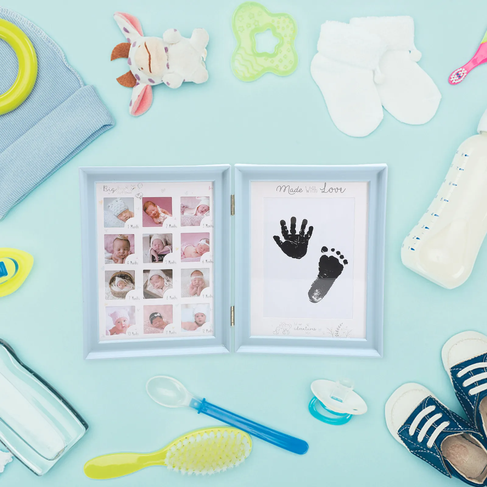1-pc-baby-handprint-footprint-frame-1-year-record-photo-holder-newborn-keepsake-gift-eco-friendly-durable-table