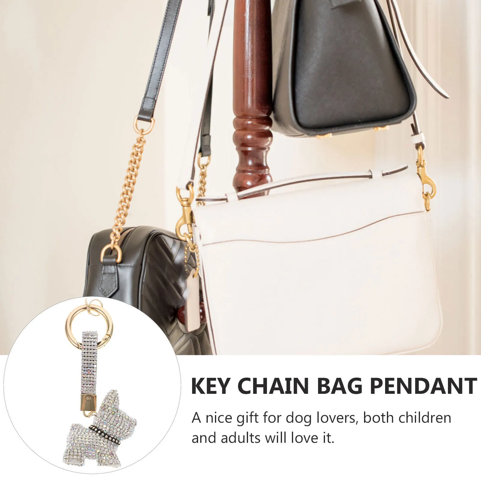 حجر الراين الكلب مفتاح سلسلة معلقة قلادة لحقيبة الظهر سيارة الديكور سحر هدية الكلب مفتاح سلسلة #6