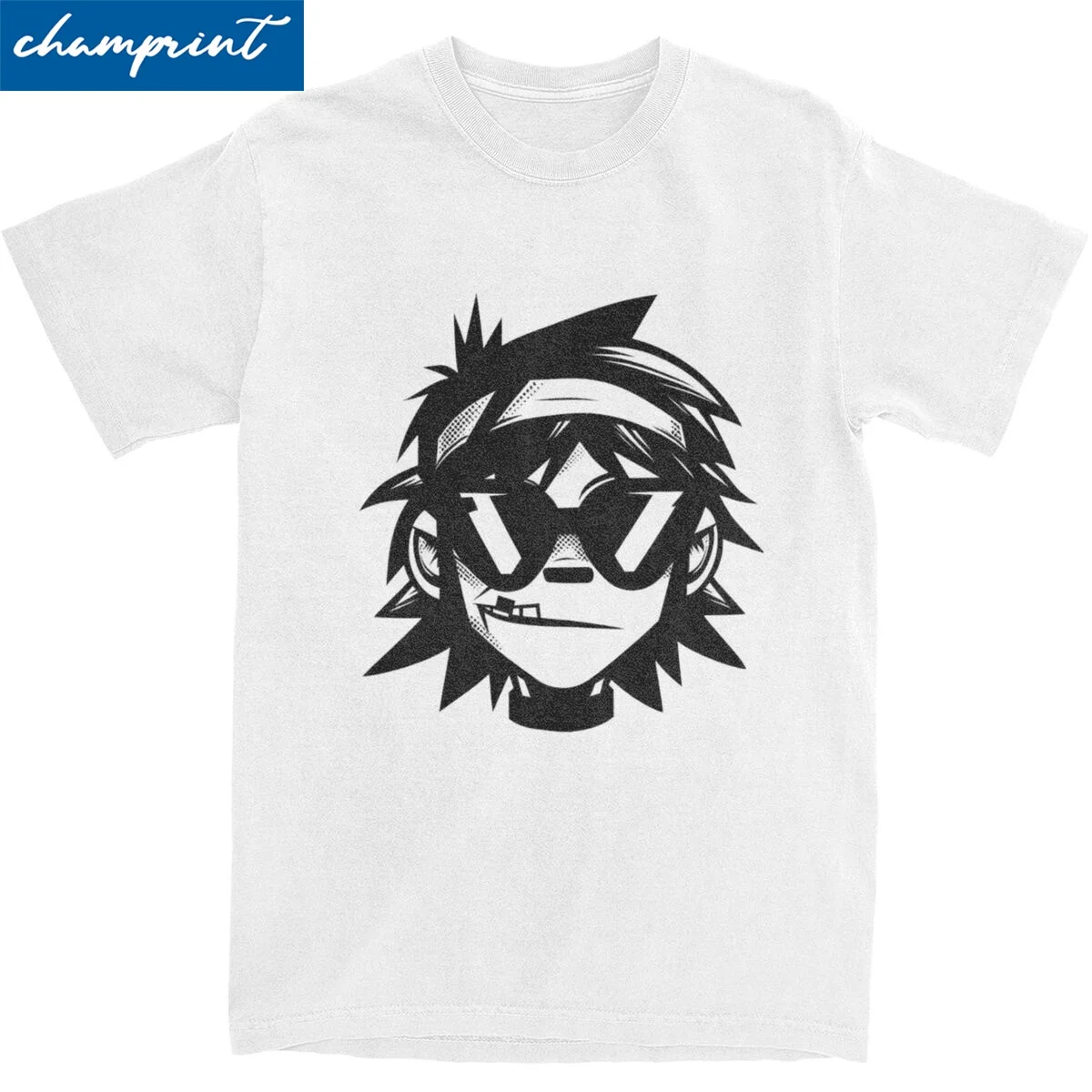 Funny Gorillaz Face T Shirt Men's 100%Cotton Short Sleeve Hip Hop Crewneck Summer Top Tee