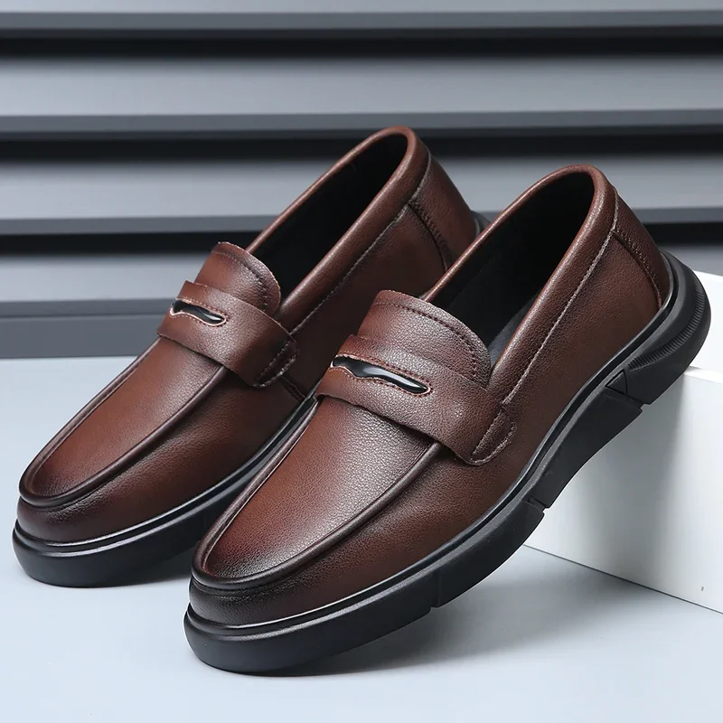 Handmade Casual Leather Business Brown Loafers Slip-on Tassel Shoes Handmade Comfy Moccasins Leisure Walk Driving Shoes For Men