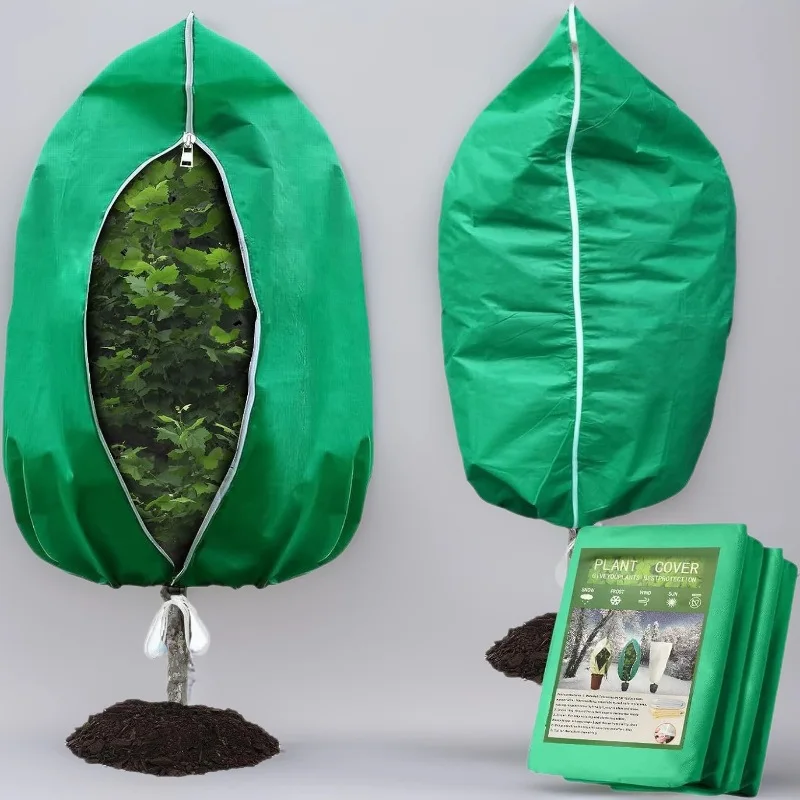 

4 шт. чехлы для растений, защитные чехлы для защиты от замерзания, сумки 80X120 см с застежкой-молнией, большое морозовое одеяло, чехол для замораживания дерева