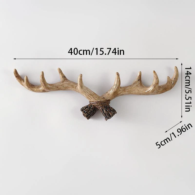 Vintage Retro Decorative Resin Deer Horn Antler Hook Wall Mounted Hanging Clothes Hats Hook Living Room Wall Decor