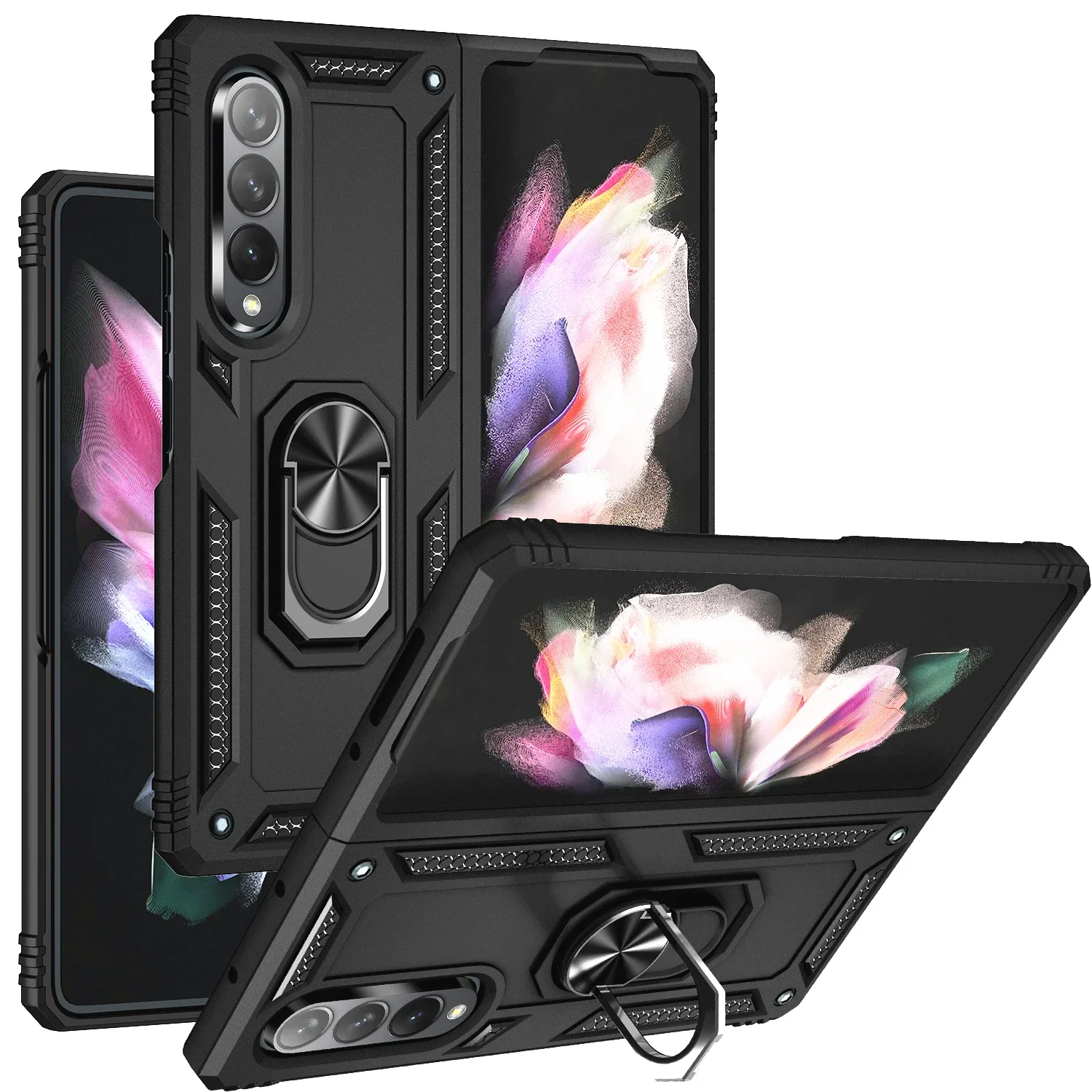 

Dual Layer Kickstand Ring Holder Case for Samsung Galaxy Z Fold3 Fold4 Fold 4 5G Fold 3 Anti-Slip Cell Phone Cove Funda Capa