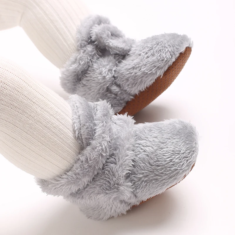 Neugeborenes Baby, Junge, Mädchen, weiche Fleece-Booties, Stay On, Säuglingshausschuhe, Socken, Schuh, rutschfester Greifer, Kleinkind-Erstwanderer, Winter-Knöchel – Detail 21
