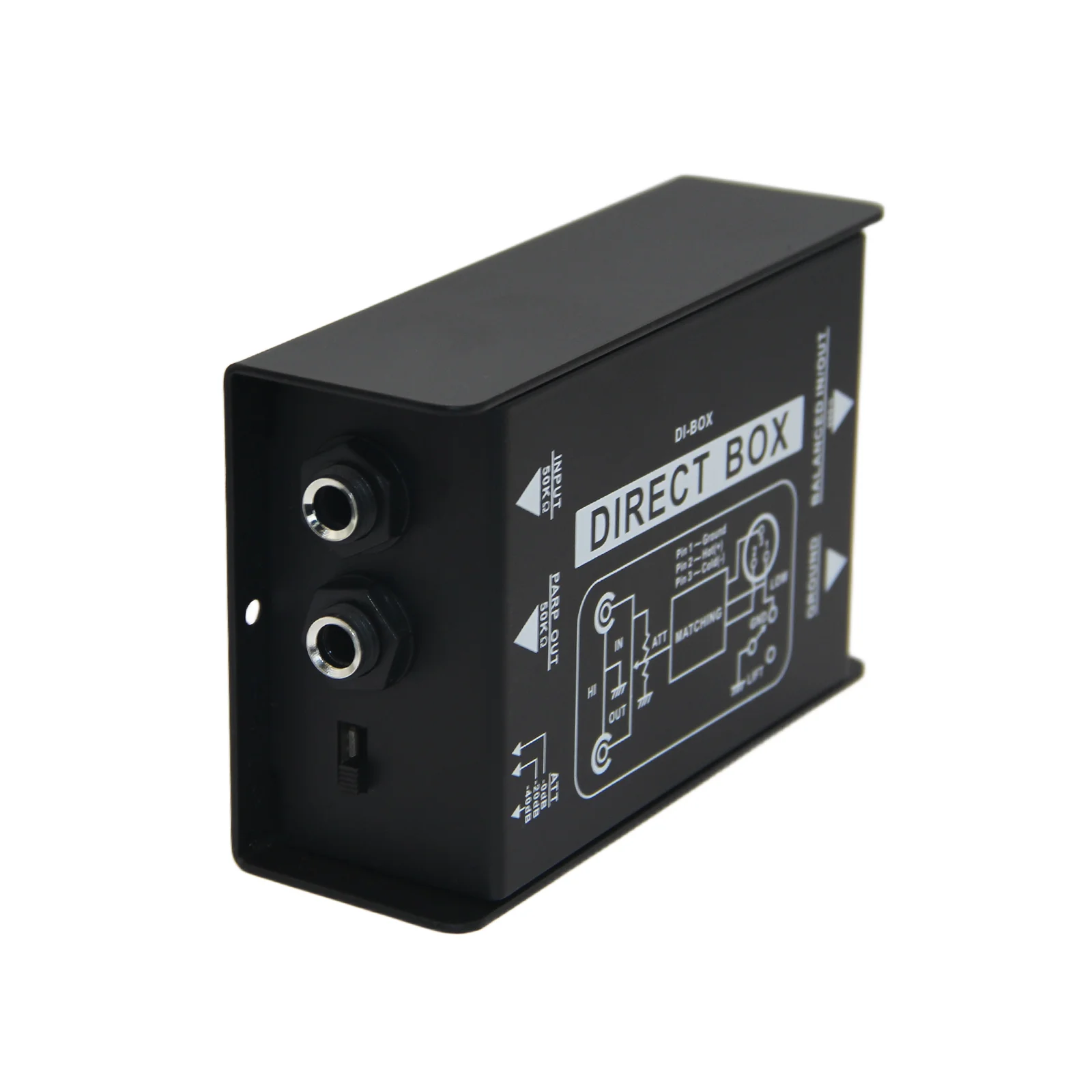 Mini Caja DI de 1 Canal, Caja de Audio Pasiva DIRECT BOX, Caja de Audio Directo de Bajo Ruido para Guitarra, Bajo, Espectáculos y Estudio
