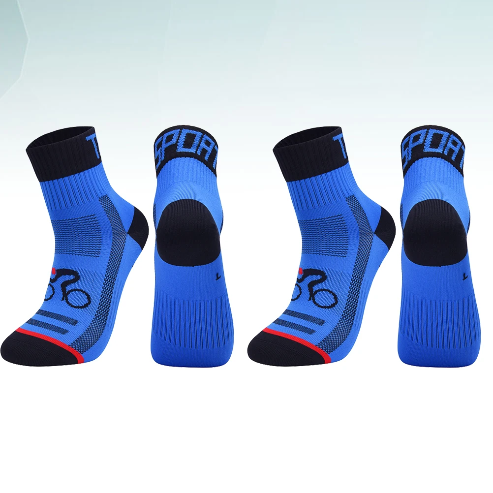 2 زوج تنفس الدراجات الجوارب منتصف الجورب سميكة النايلون شبكة المضادة للانزلاق الأزرق حجم 40-44 جوارب رياضية أداء للجنسين