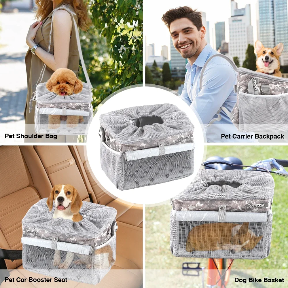 

Корзина для собак с дышащей сеткой, съемная велосипедная корзина для маленьких и средних домашних животных