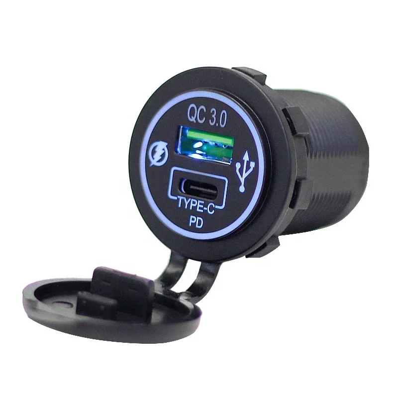 

Car Charger Socket Aluminum QC3.0 5A PD Type-C 40W Quick Charge USB Car Charge 2 Ports Mobile Phone Charger Adapter in Car 5V