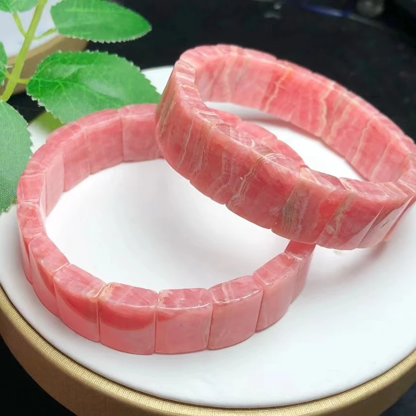 

Natural Red Rhodochrosite Bracelet Rectangle Bead Bangle Jewelry 14x10mm For Women Men Rose Rhodochrosite Bangle AAAAAA