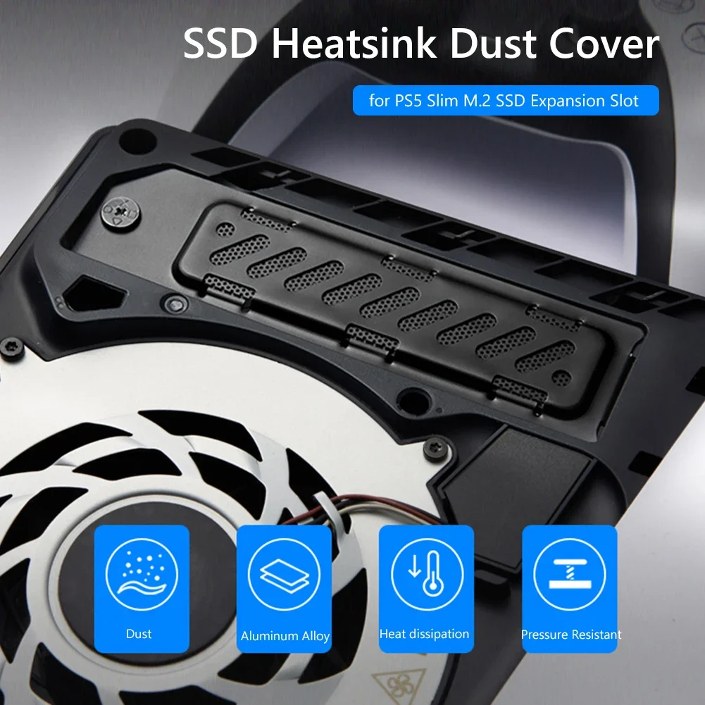 For PS5 Slim SSD Heatsink Dust Cover M.2 SSD Extension Slot Radiator Heat Dissipation Solution Breathable Hole Metal Heat Case