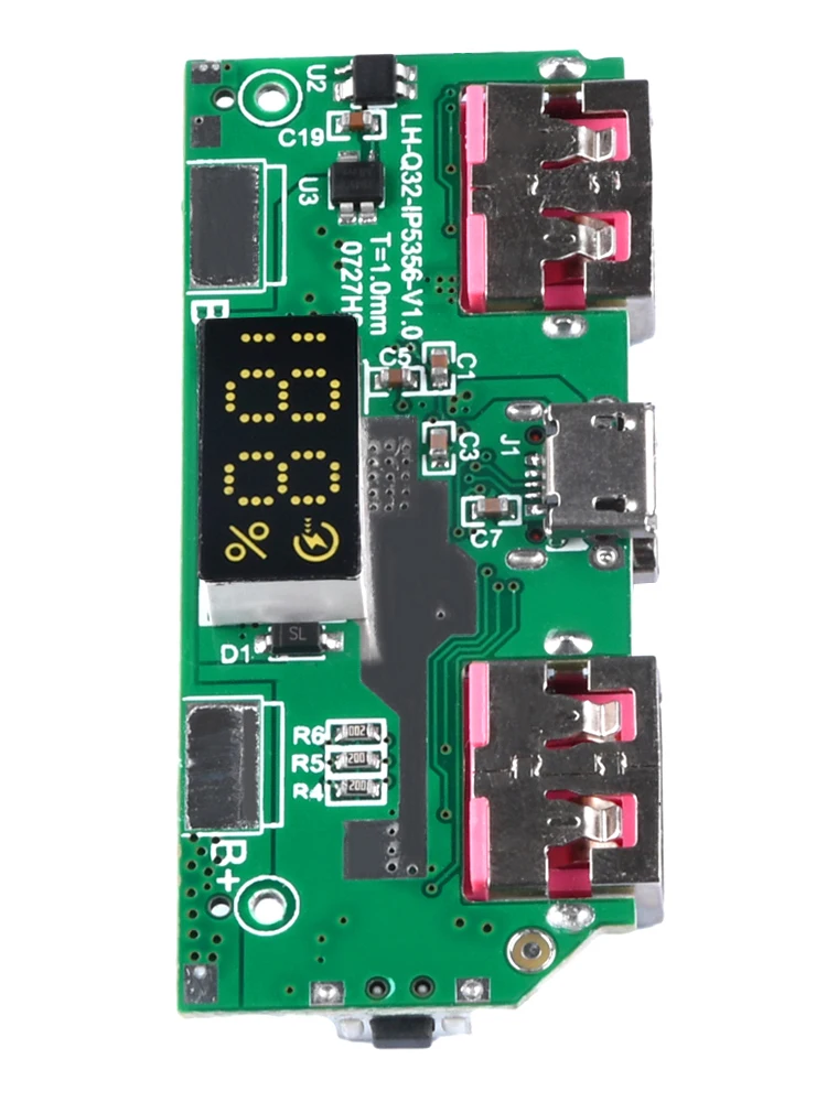 Cyfrowy wyświetlacz 5V 3A z baterią litową, szybki moduł ładowania IP5356 TYPE-C Micro USB QC3.0 2.0 PD3.0 PD2.0/AFC/FCP Board